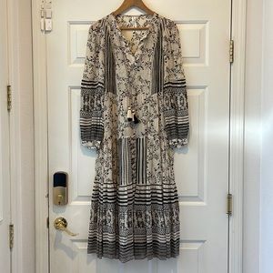 Black & cream printed ANTHROPOLOGIE dress